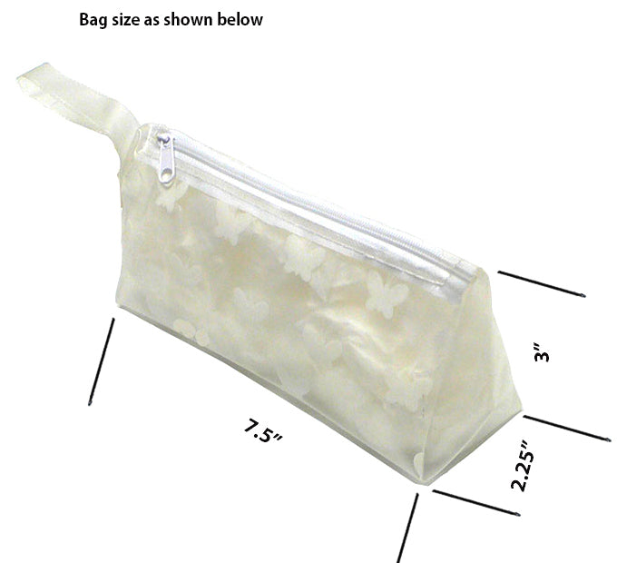 Bella Dz-Pack White Butterfly Cosmetic Bags Small Make-Up Bags Bridal Favors Semi Transparent PVC