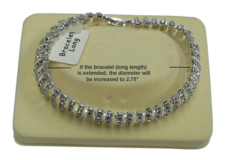 Set of 6 Crystal Band Bracelets with 300 Crystal White Crystals Avail Long and Short Size AD83015-5945 - Bella Fashion Wholesale