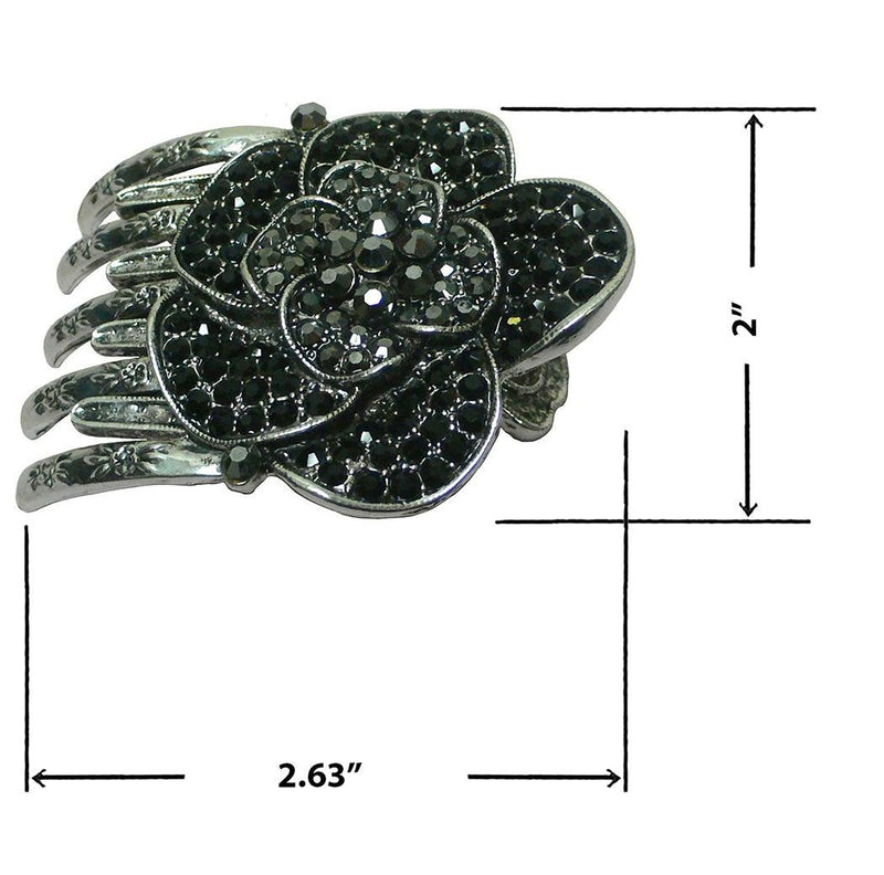 Bella Set of 8 Metal Claw Clips  in Design of a Jeweled Flower 5A86104-1-8 - Bella Fashion Wholesale