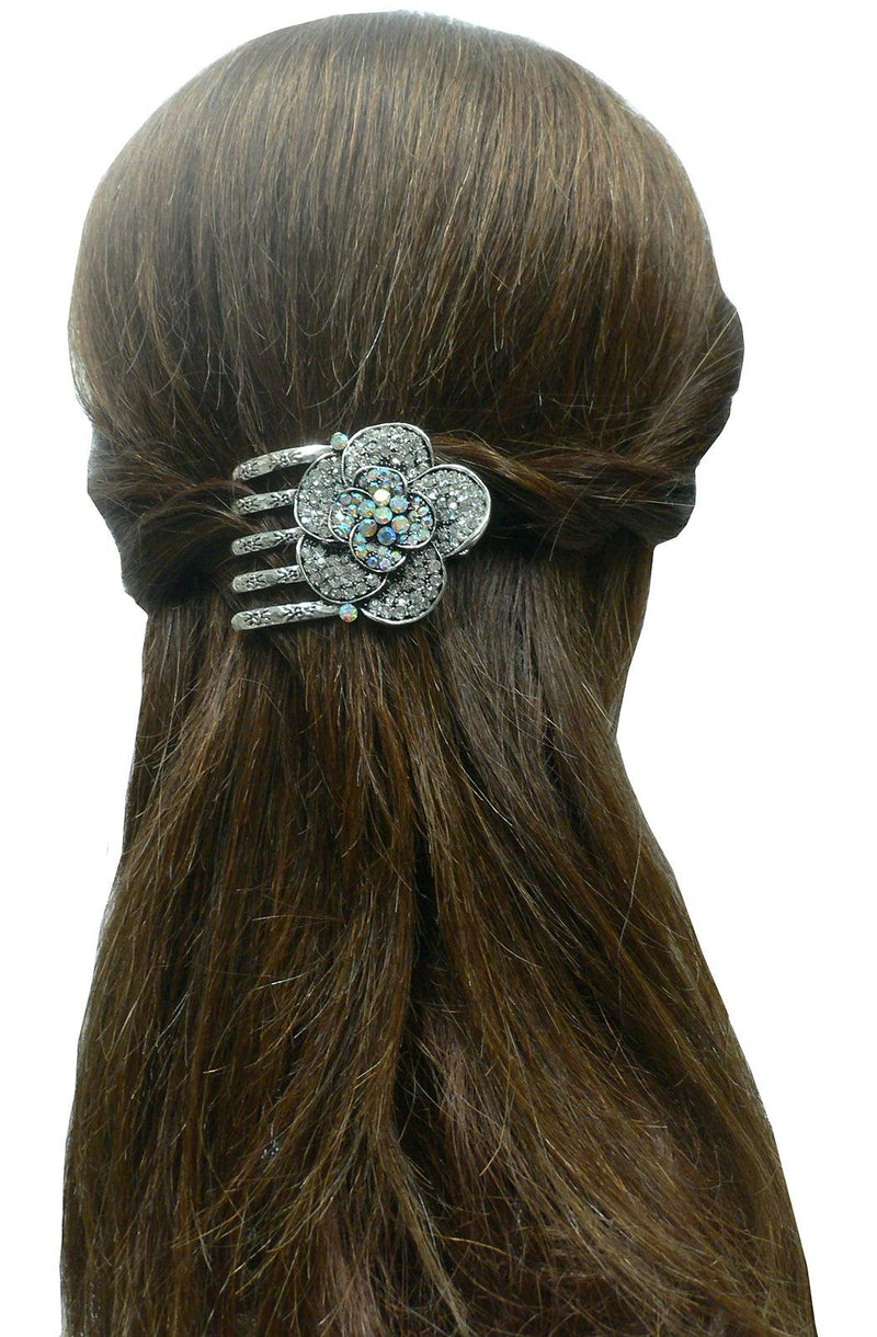 Bella Set of 8 Metal Claw Clips  in Design of a Jeweled Flower 5A86104-1-8 - Bella Fashion Wholesale