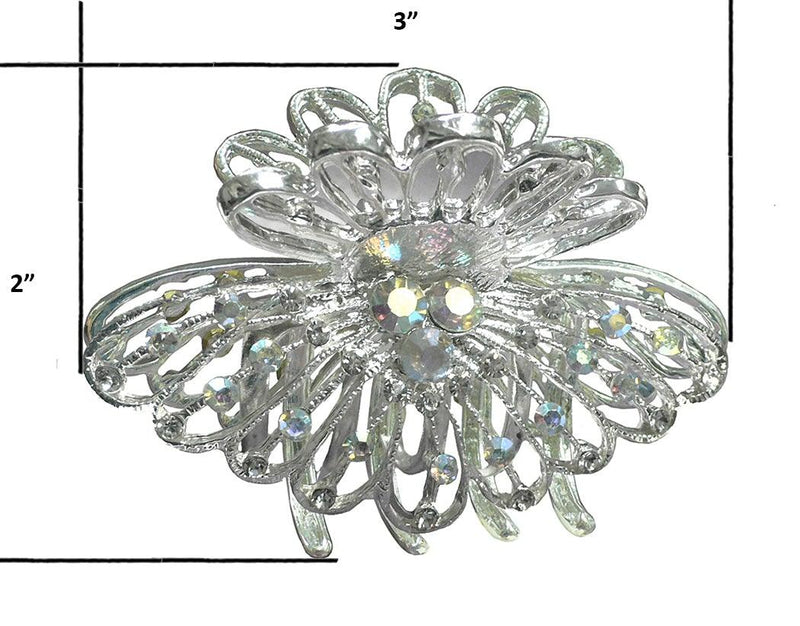 Set of 6 Bella Crystal Jaw Clip Metal Hair Claw Clip Bridal Crystal Hair Claw GL86410-JL1-6 - Bella Fashion Wholesale