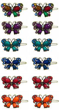 Bella Dozen Pack - 12 Butterfly Snap Clip Barrettes Gold Tone LPW86300-3-D
