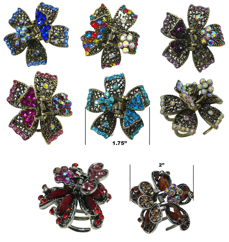 Set of 8 Small Round Metal Jaw Clips Claw Clips Combo 2 Styles LPW86440-1/0185-8combo - Bella Fashion Wholesale