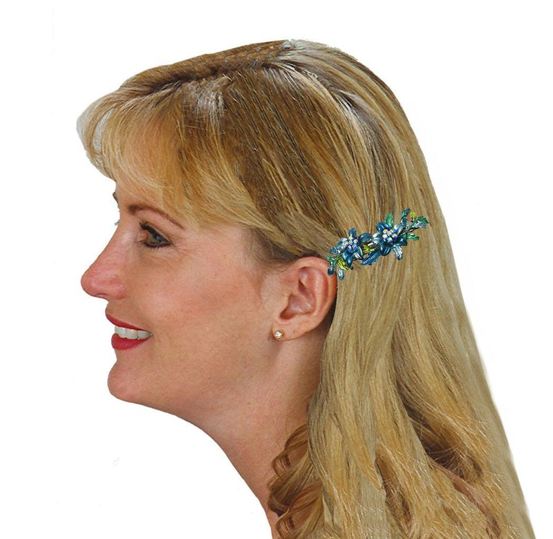 Bella Set of 6 Metal Flower Crystal Barrettes French Clasp 3 Colors YY86800-11-6 - Bella Fashion Wholesale