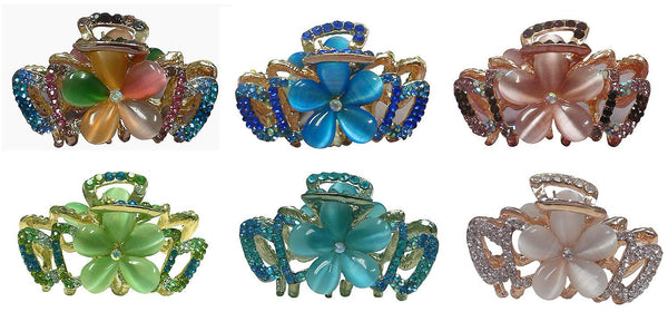 Bella Set of 6 Medium/Small Crystal Metal Jaw Clip Opal Beads CI86410-1448-6 - Bella Fashion Wholesale