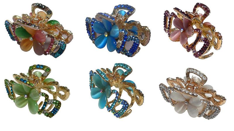 Bella Set of 6 Medium/Small Crystal Metal Jaw Clip Opal Beads CI86410-1448-6 - Bella Fashion Wholesale