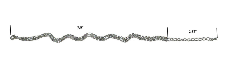 Brand jcgy Crystal White ZigZag Bracelet 2 Wavy Strands of Crystal 5A83010-2 strandWavy - Bella Fashion Wholesale
