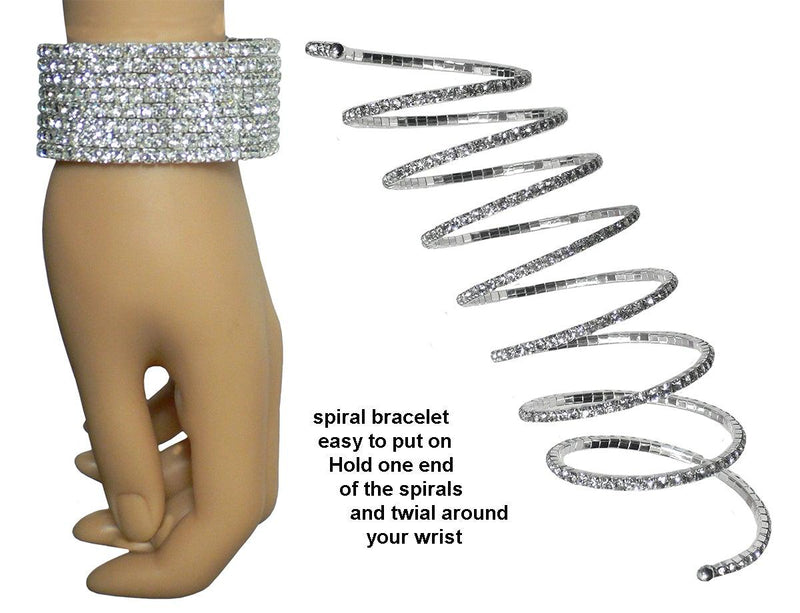 Set of 8 Brand jcgy Crystal Spiral Bracelets Bridal Bangle Bracelets AD5614-8 - Bella Fashion Wholesale