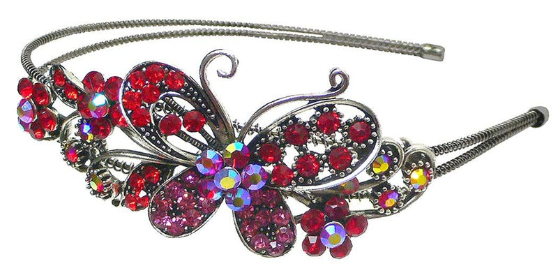 Bella Set of 9 Crystal Butterfly Headbands Metal Wire Resilient Hair Bands U86121-0124-9 - Bella Fashion Wholesale