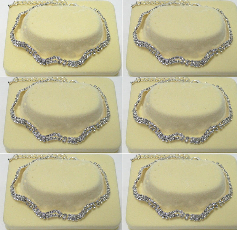 Brand jcgy Crystal White ZigZag Bracelet 2 Wavy Strands of Crystal 5A83010-2 strandWavy - Bella Fashion Wholesale