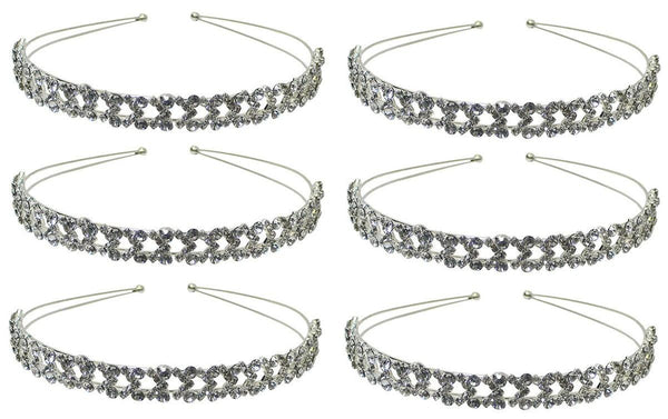 Bella Set of 6 Crystal Headbands Connecting Hearts Design AD86121-6722-6 - Bella Fashion Wholesale