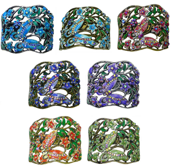 Set of 7 Crystal Butterfly Hair Holder Barrettes Ponytail Hair Barrettes YY86900-4-7 - Bella Fashion Wholesale