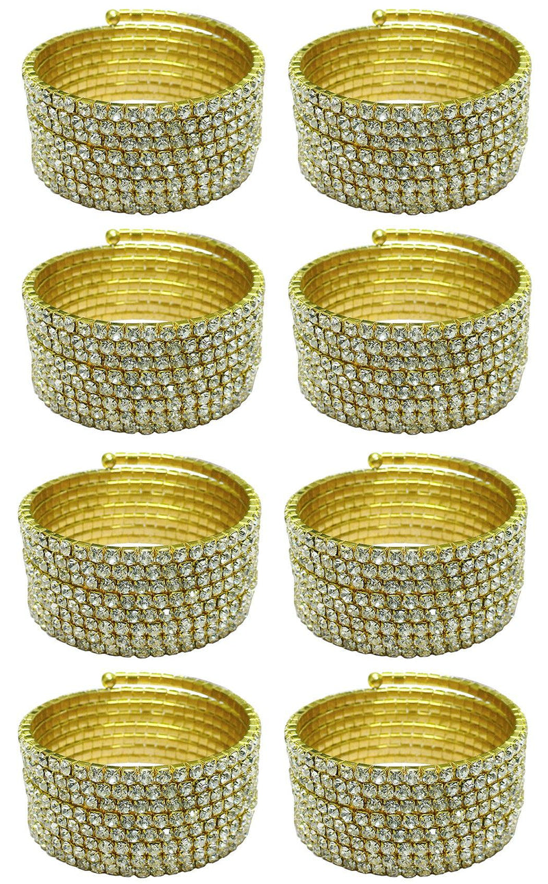 Set of 8 Brand jcgy Crystal Spiral Bracelets Bridal Bangle Bracelets AD5614-8 - Bella Fashion Wholesale