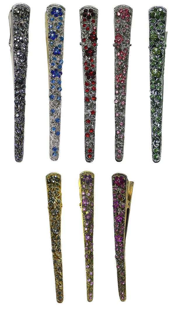 Set of 8, 8 Count, Crystal Alligator Clips Decorated w. Sparkly Stones NM86110-2-8 - Bella Fashion Wholesale