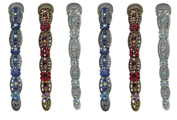 Set of 6 Crystal Alligator Clips Duckbill Beakclips Sparkly Stones Bridal Clip NM86110-3-6 - Bella Fashion Wholesale