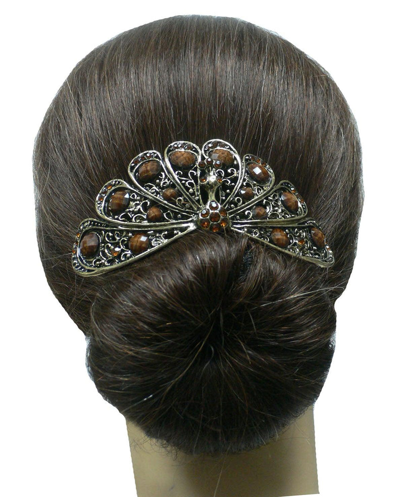 Bella Dozen Pack - 12 Large Peacock Barrettes for Thick Hair OD86800-5899-D - Bella Fashion Wholesale