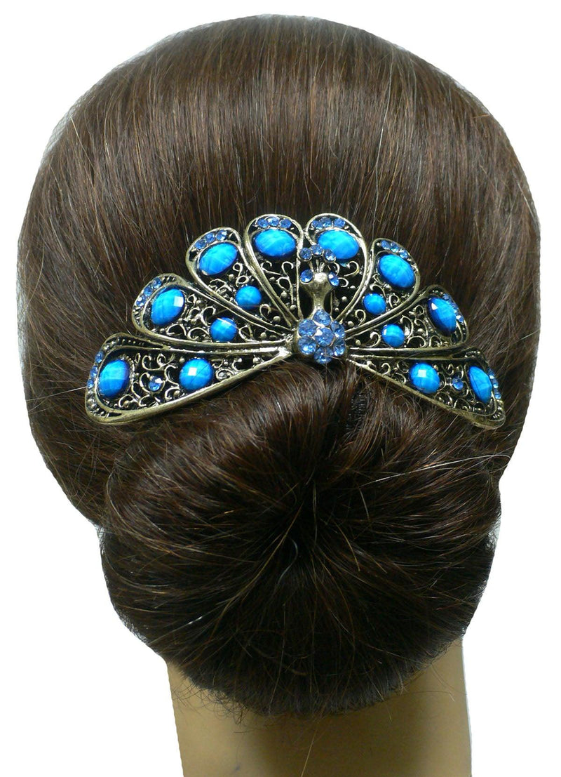 Bella Dozen Pack - 12 Large Peacock Barrettes for Thick Hair OD86800-5899-D - Bella Fashion Wholesale