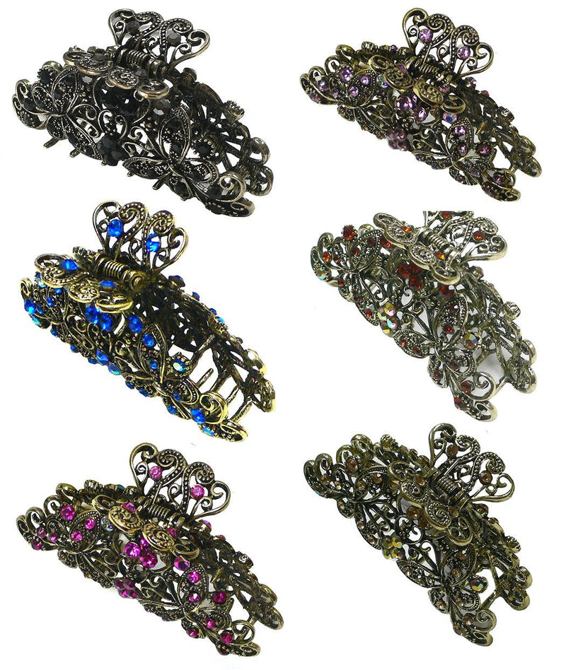 Bella Set of 10 Metal Jaw Clips Butterflies Design RW86410-6132-6 - Bella Fashion Wholesale