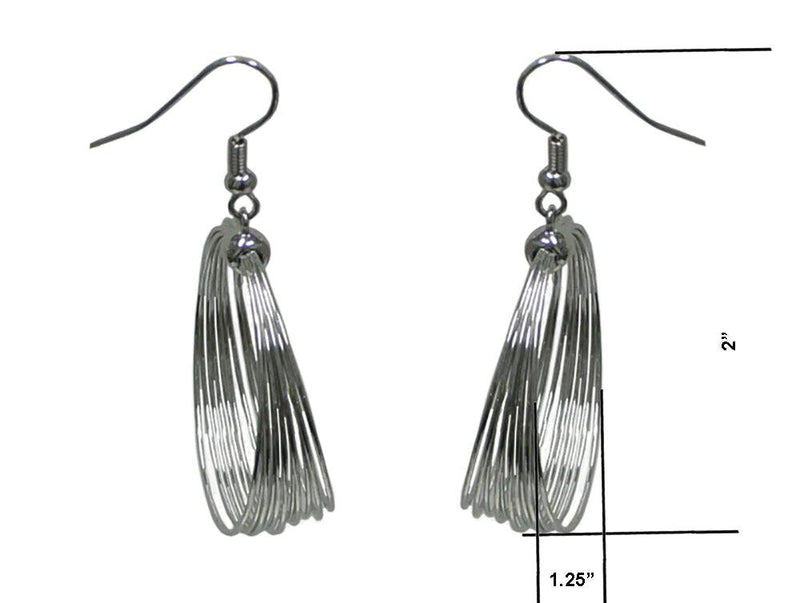 Dozen Pack Multi Hoop Earrings Medium Size Silver Tone French Wire Hoop YX89650-1-D - Bella Fashion Wholesale