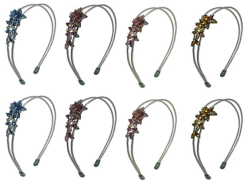 Crystal Flower Headband Metal Wire Double Band Hairband