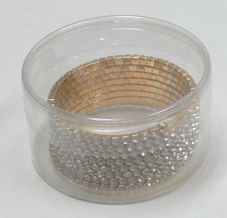 Set of 6 Brand jcgy Crystal Spiral Bracelets 8 Strands Silvery Crystal Spirals Bridal Bangle AD5614-6 - Bella Fashion Wholesale